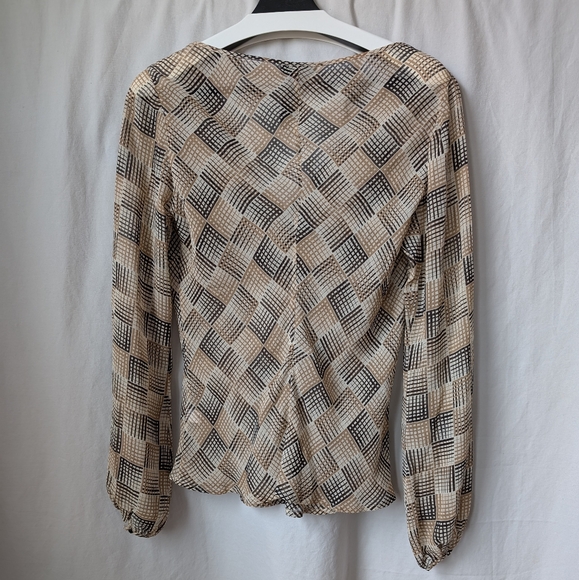 NWT 100% Silk The Limited Brown Babydoll V-neck Top Blouse Large Wrap Y2K VTG - Picture 4 of 5